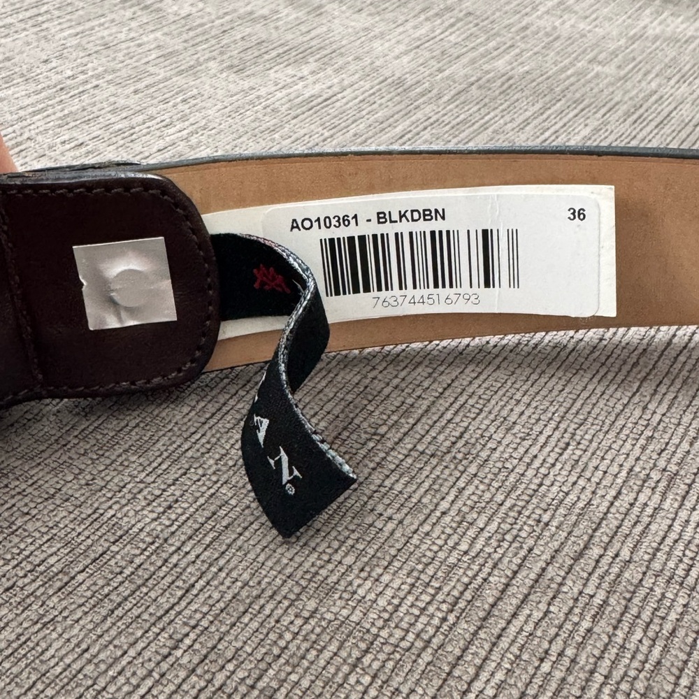 🐊 Mezlan AO10361 Genuine Crocodile Belt Black Brown Dress Belt Men’s 36 - Picture 5 of 6